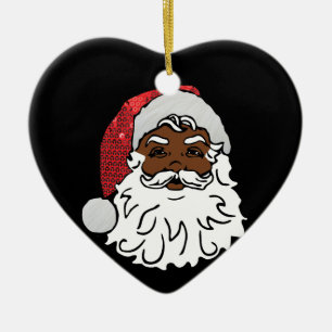 Pailletten schwarzer Weihnachtsmann Keramik Ornament
