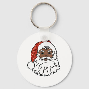 Pailletten schwarzer Weihnachtsmann Schlüsselanhänger