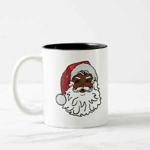 Pailletten schwarzer Weihnachtsmann Zweifarbige Tasse