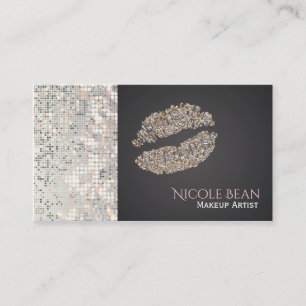 Pailletten & Silber Gold Lippen Chic Visitenkarte