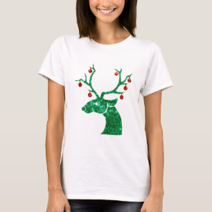 Pailletten-Weihnachtsrentier T-Shirt