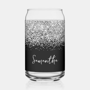 Paillettes Glam Argent sur Fond Noir