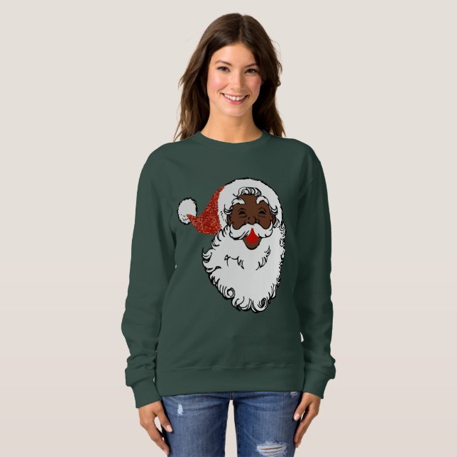 paillettes noir santa claus femmes sweatshirt (Devant entier)