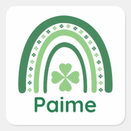 Paime Name Clover Boho Rainbow Quadratischer Aufkleber