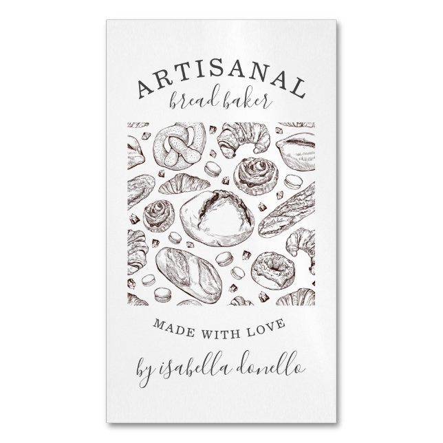 Pain boulangerie Baker Carte de visite magnétique (devant Vertical)