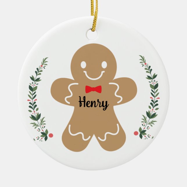 Pain d'épice Garçon Custom Noël Ornement de Noël (Devant)