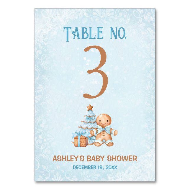 Pain d'épices Baby shower bleu Numéro de la table  (Par défaut)