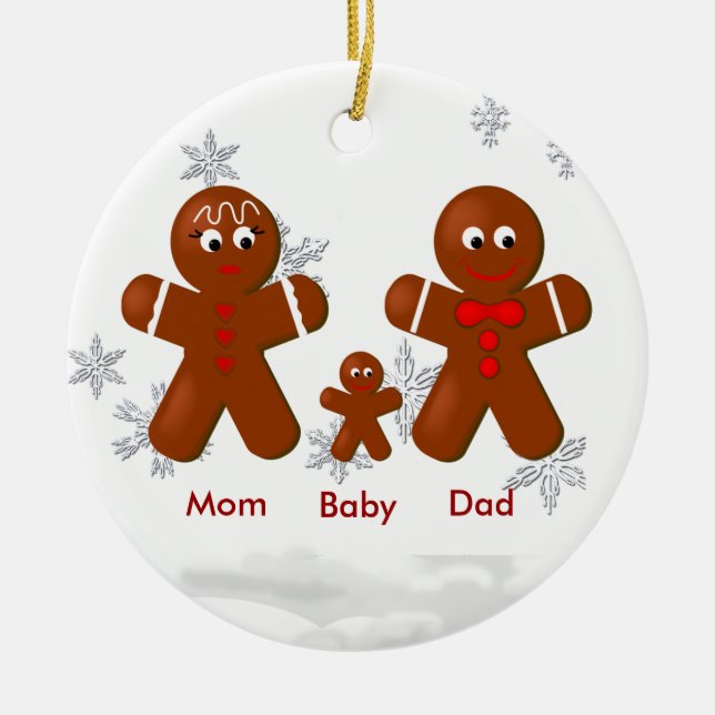 Pain d'épices Famille de trois ornement de Noël (Devant)