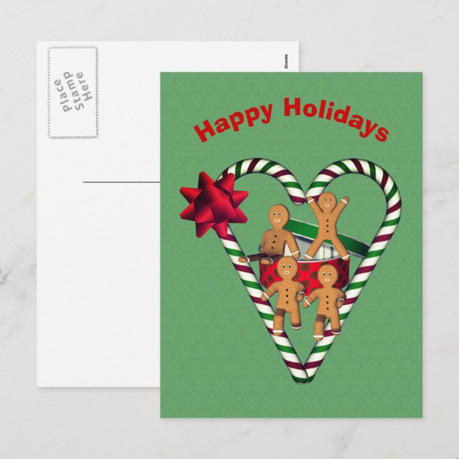 Pain d'épices Hommes Noël Carte postale (Devant / Derrière)