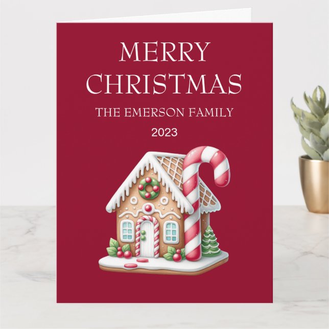 Pain d'épices Maison Joyeux Noël Carte pliée (Petite plante)
