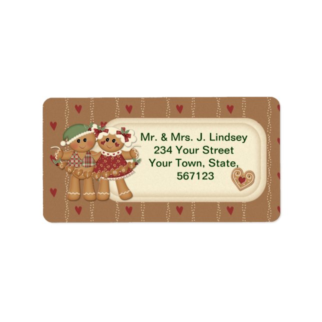 Pain d'épices Pays Étiquettes de adresse de Noël (Devant)