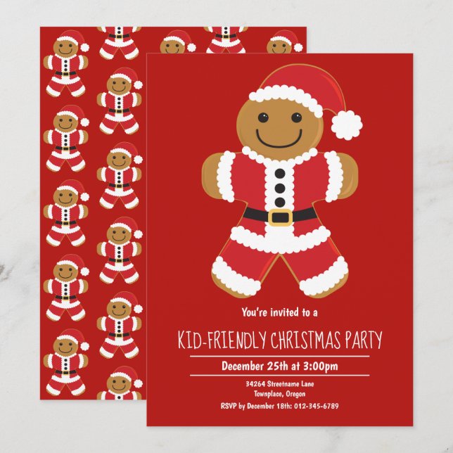 Pain d'épices Père Noël Christmas Party Invitation (Devant / Derrière)