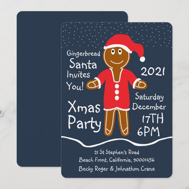 Pain d'épices Père Noël Christmas Party Invitation (Devant / Derrière)