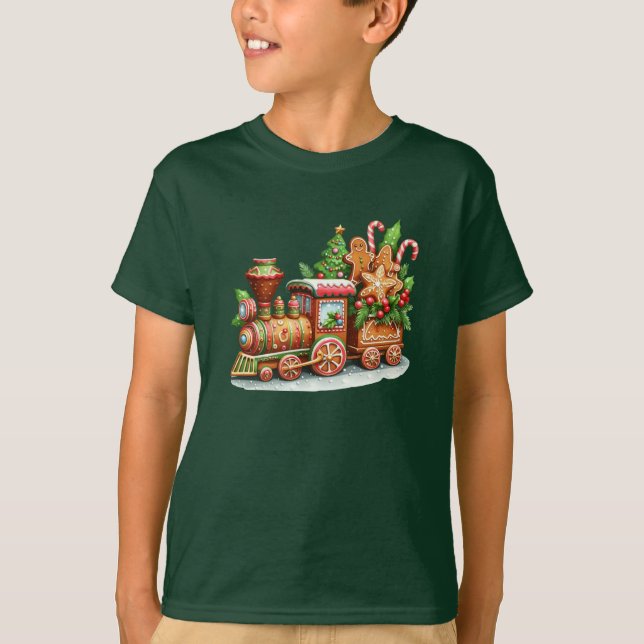 Pain d'épices Train de vacances Garçons T-shirt (Devant)