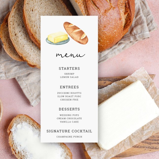Pain et beurre d'aquarelle - Menu Mariage (Créateur téléchargé)