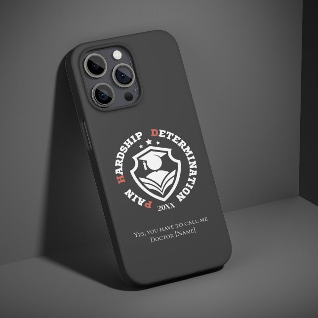 Pain, Hardship, Determination – Funny PhD Quote iPhone 15 Pro Hülle (Von Creator hochgeladen)