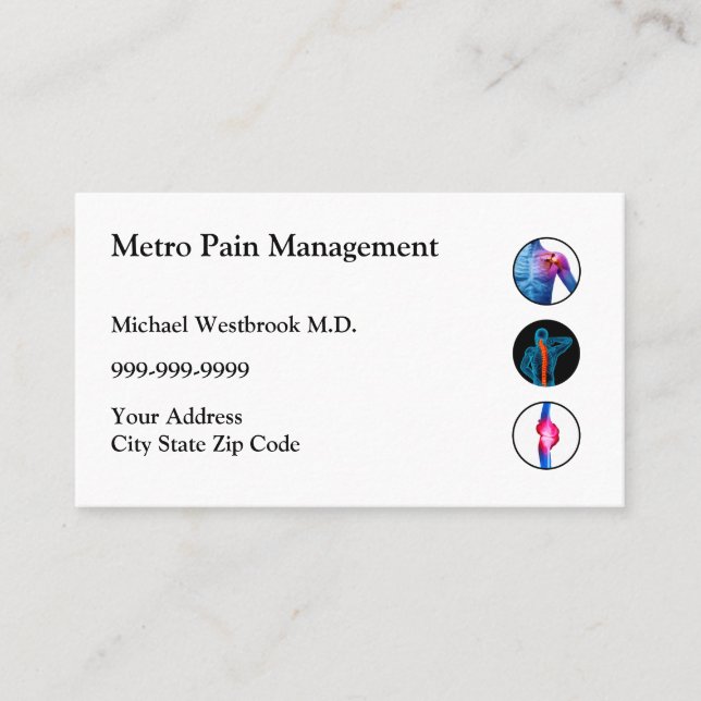 Pain Management Doctor Office Visitenkarte (Vorderseite)