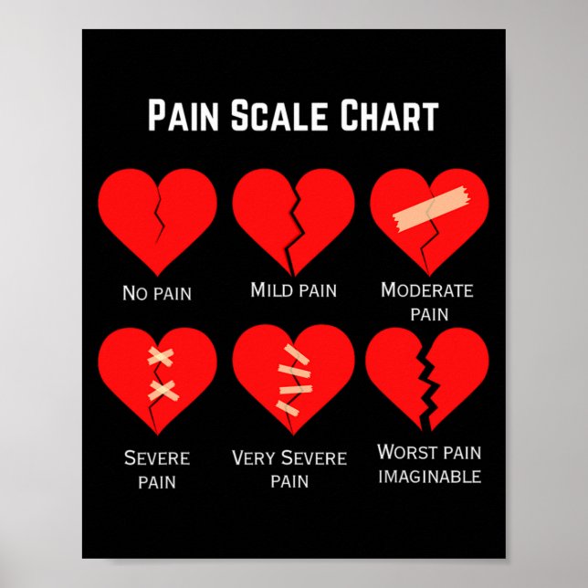 Pain Scale Chart Design For Funny Valentines Day  Poster (Vorne)