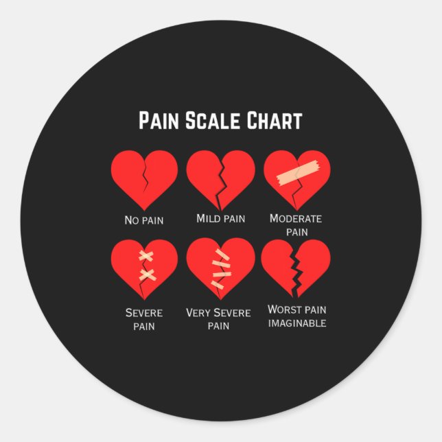 Pain Scale Chart Design For Funny Valentines Day  Runder Aufkleber (Vorderseite)