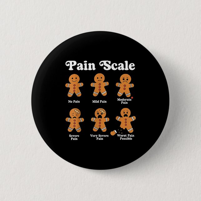 Pain Scale Funny Gingerbread Christmas Nurse Pain  Button (Vorderseite)