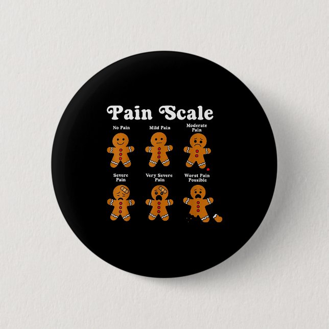 Pain Scale Funny Gingerbread Man Christmas Nurse H Button (Vorderseite)