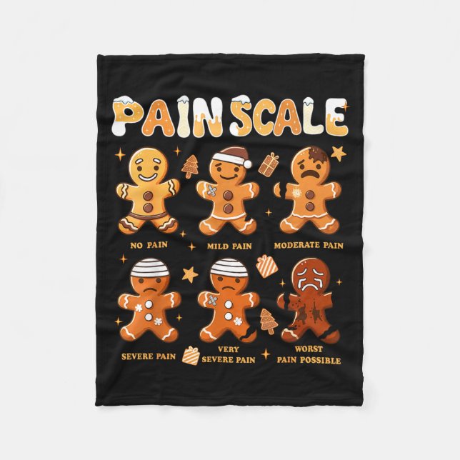 Pain Scale Funny Gingerbread Man Christmas Nurse H Fleecedecke (Vorderseite)