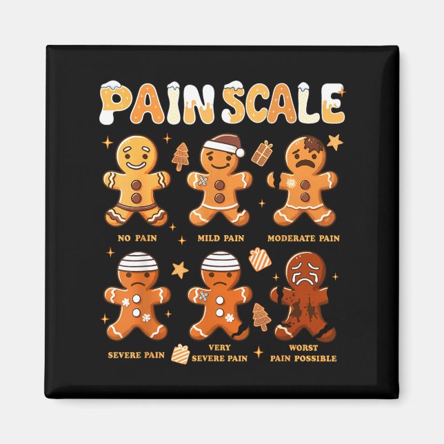 Pain Scale Funny Gingerbread Man Christmas Nurse H Magnet (Vorne)