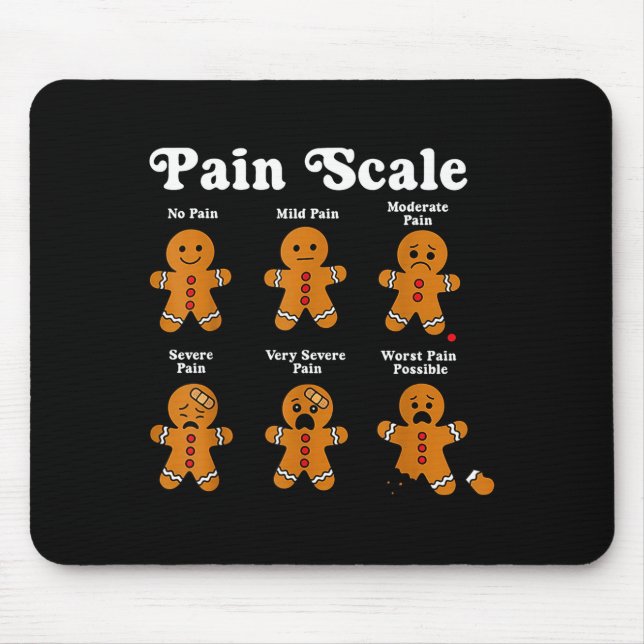 Pain Scale Funny Gingerbread Man Christmas Nurse H Mousepad (Vorne)