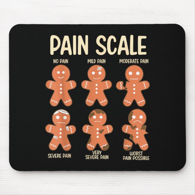 Pain Scale Funny Gingerbread Man Christmas Nurse H Mousepad (Vorne)