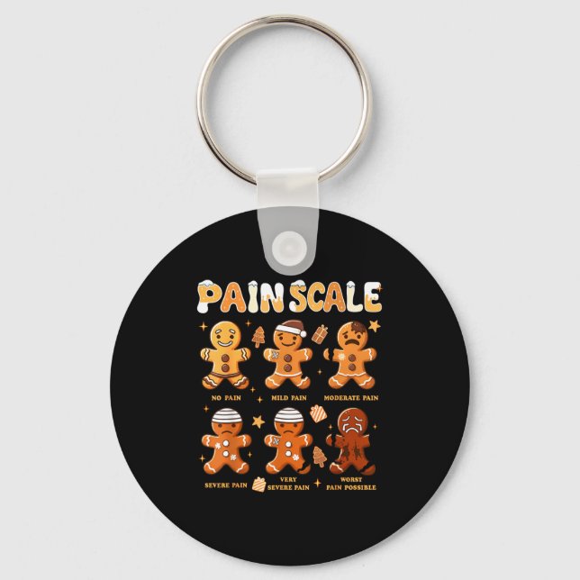 Pain Scale Funny Gingerbread Man Christmas Nurse H Schlüsselanhänger (Vorderseite)