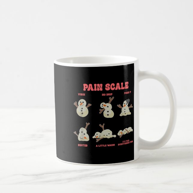 Pain Scale Funny Melting Snowman Christmas  Kaffeetasse (Rechts)