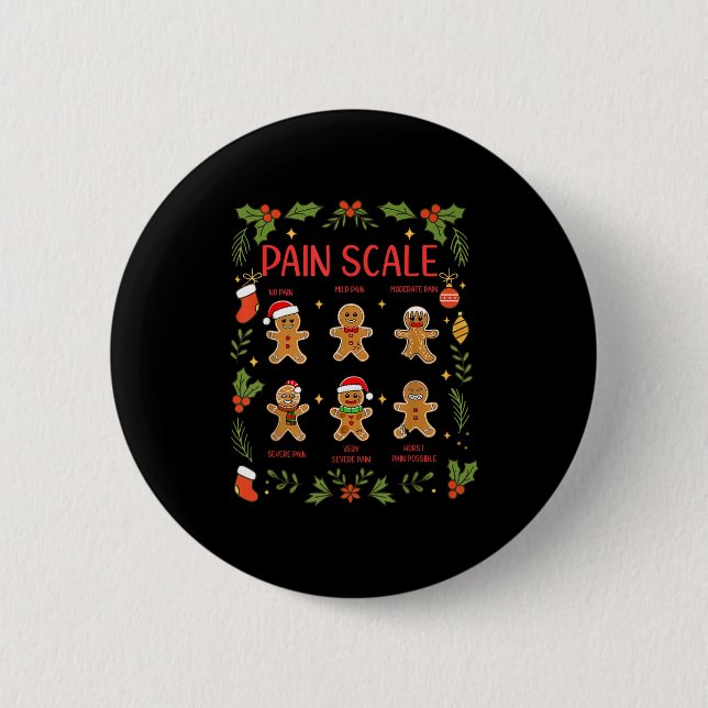 Pain Scale Gingerbread Essment Rn Er Nurse Christm Button (Vorderseite)