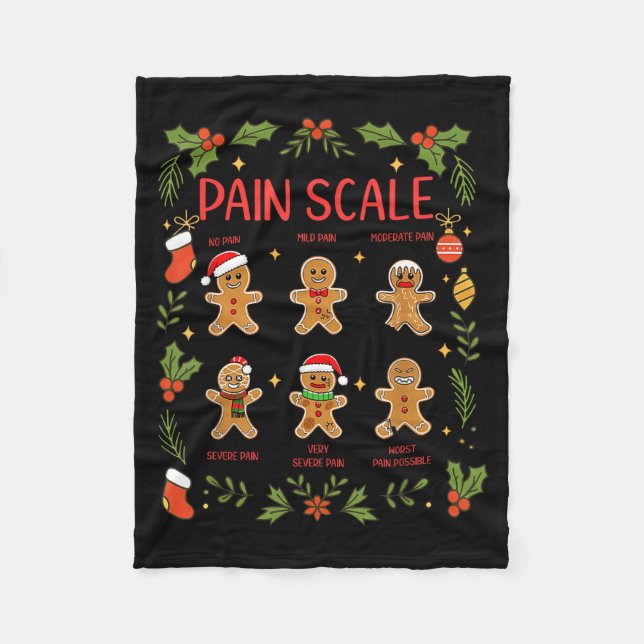 Pain Scale Gingerbread Essment Rn Er Nurse Christm Fleecedecke (Vorderseite)
