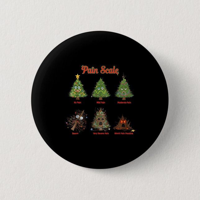 Pain Scale Snowman Nurse Christmas Tree Snow Pajam Button (Vorderseite)