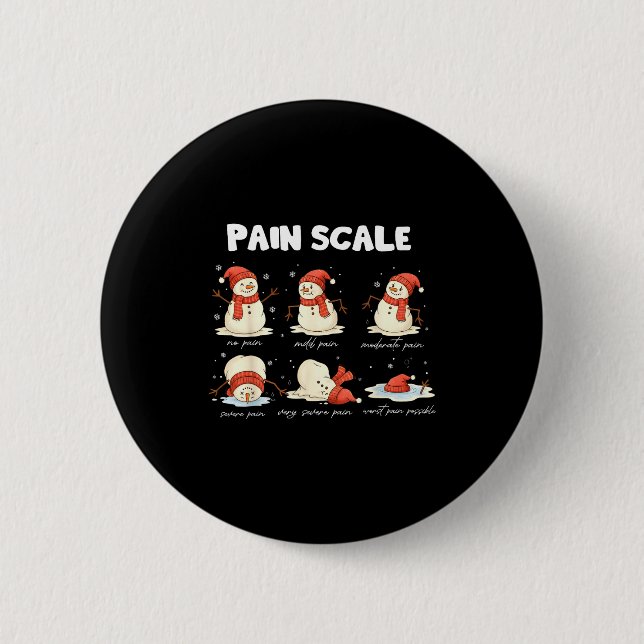 Pain Scale Snowman Nurse Christmas Xmas Snow Pajam Button (Vorderseite)