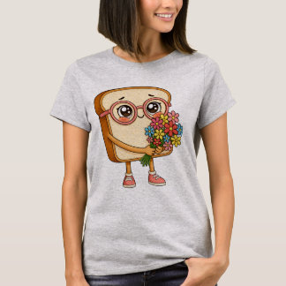 Pain Tony avec des fleurs – T-shirt de pain mignon