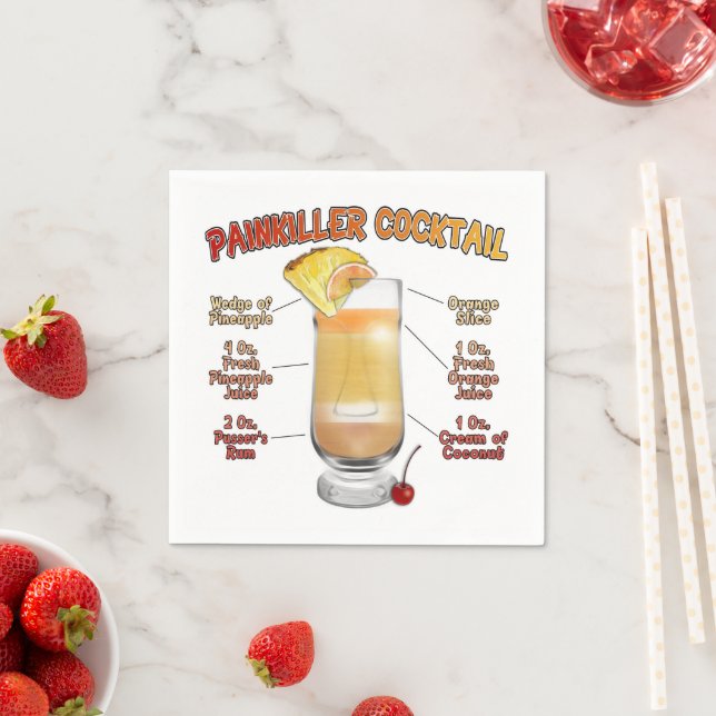 PAINKILLER Cocktail Rezeption Serviette (Beispiel)