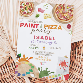 Paint and Pizza Birthday Party Einladung