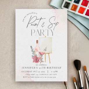 Paint and Sip Adult Weinkultur und Erde Einladung