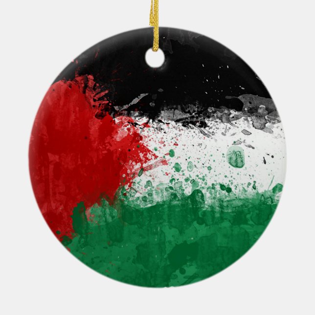 Paint Art Grunge Palestine Flag Keramik Ornament (Hinten)