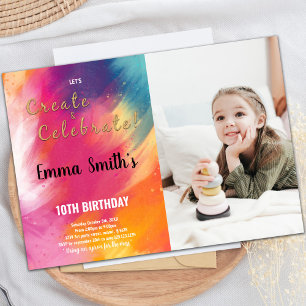 Paint Birthday Einladung mit Foto