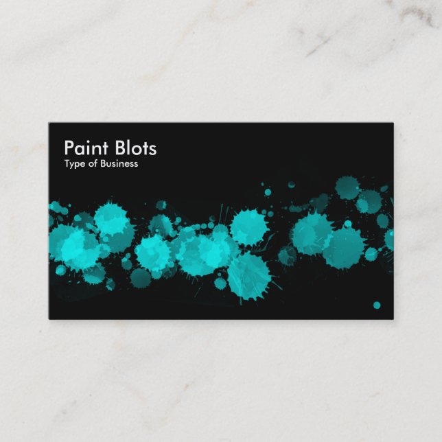 Paint Blots - Cyan on Black Visitenkarte (Vorderseite)