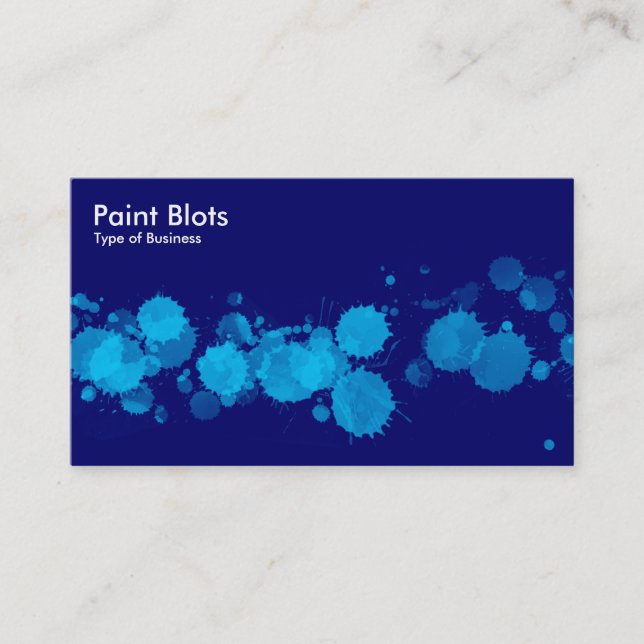Paint Blots - Sky Blue on Navy Visitenkarte (Vorderseite)