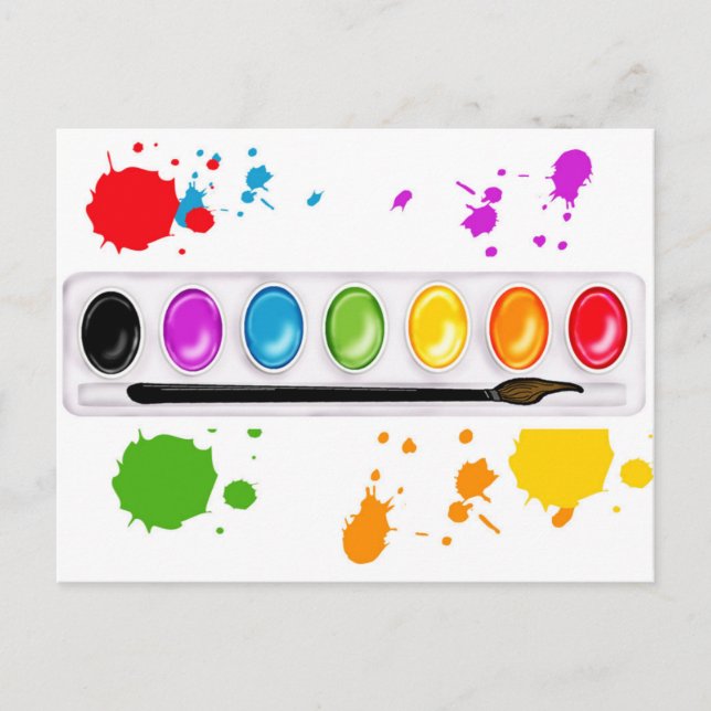 paint box with splatters postkarte (Vorderseite)