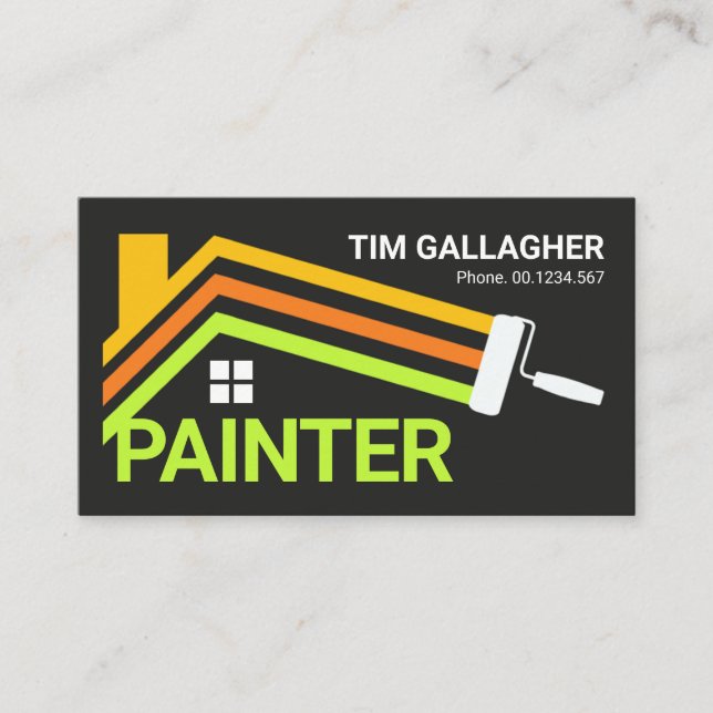 Paint Brush Painting Zuhause Roof Lines Visitenkarte (Vorderseite)