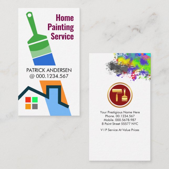Paint Brush Painting-Zuhause Visitenkarte (Vorne/Hinten)