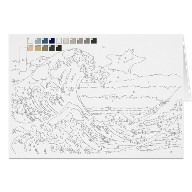 Paint by Numbers Card:Die große Welle von Kanagawa (Vorderseite (Horizontal))