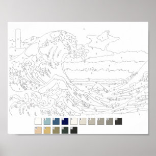 Paint by Numbers Post: Die große Welle von Kanagaw Poster