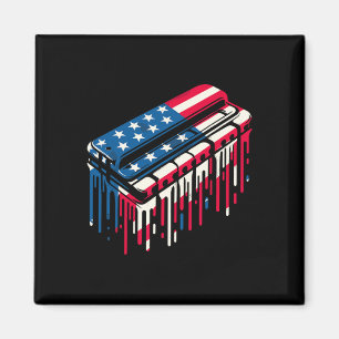 Paint Drip Harmonika Amerikanische USA-Flagge 4. J Magnet