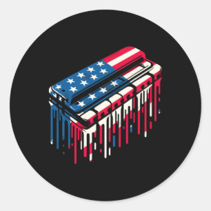 Paint Drip Harmonika Amerikanische USA-Flagge 4. J Runder Aufkleber
